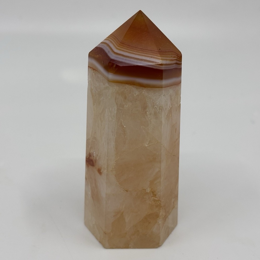168g Natural Red Orange Carnelian Agate Quartz Crystal Obelisk Healing‎